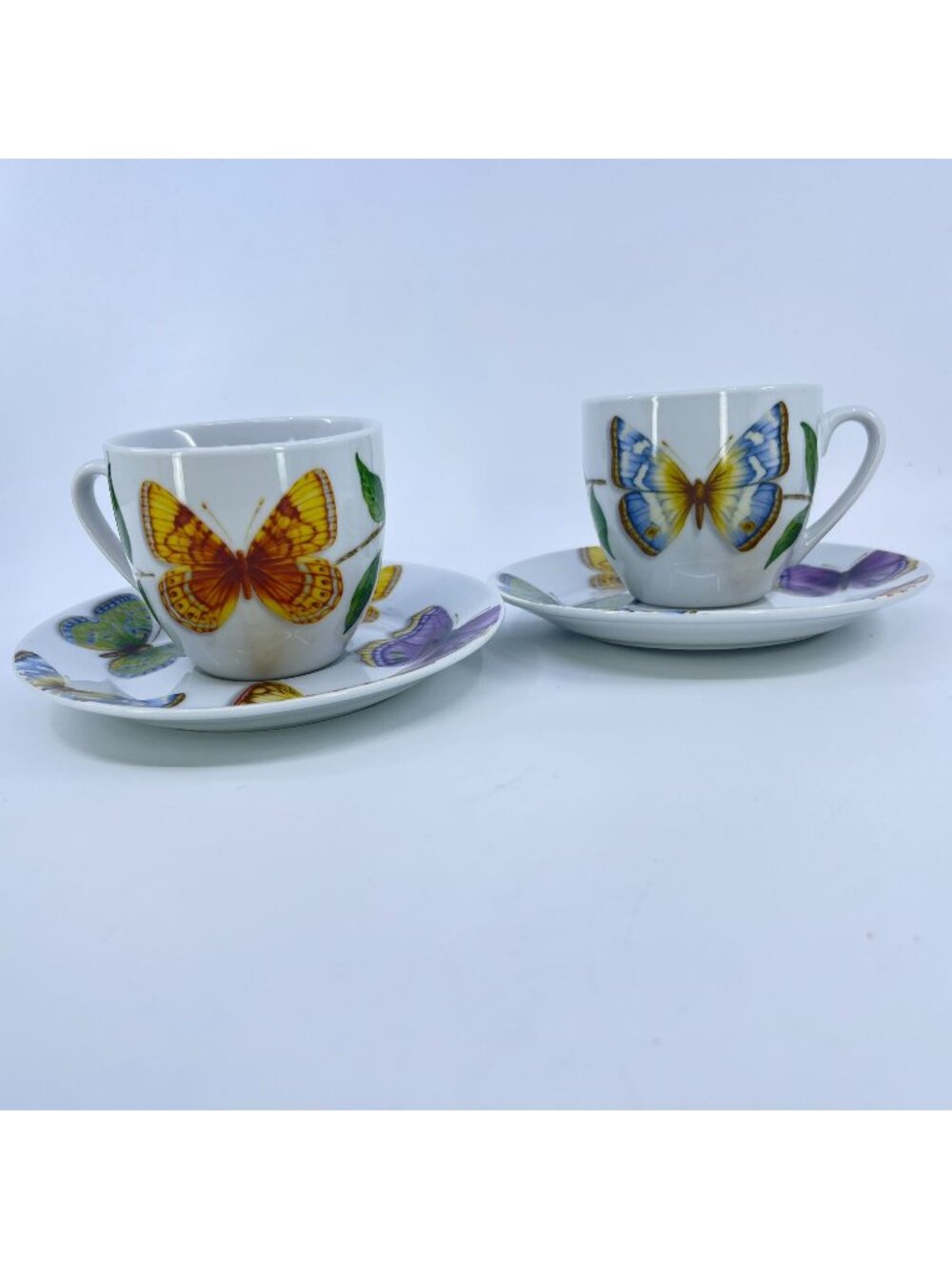 vintage neiman marcus "queen's butterfly" pattern porcelain cup & saucer set of
